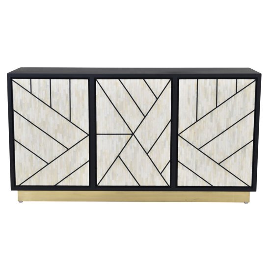 Read more about Clapham wooden abstract sideboard with 3 doors in bone inlay