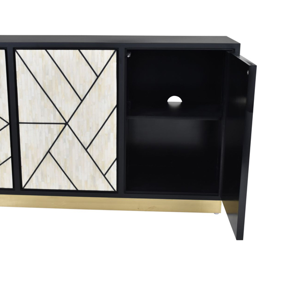 Clapham Wooden Abstract Sideboard With 3 Doors In Bone Inlay_3