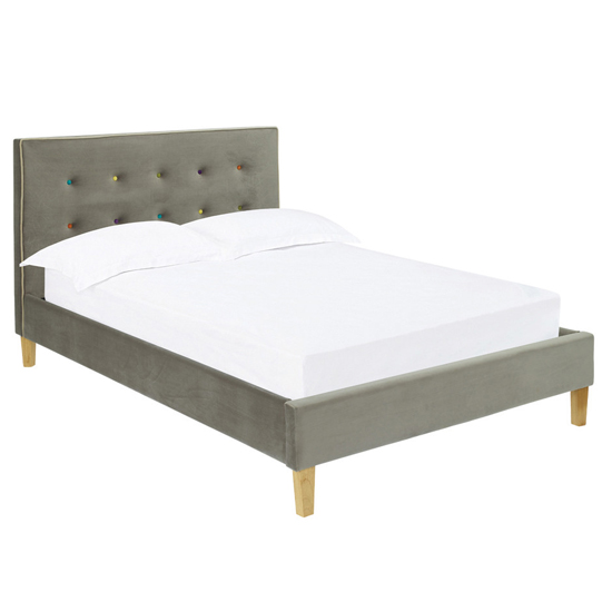 Clapton Velour Fabric King Size Bed In Grey Furniture in Fashion