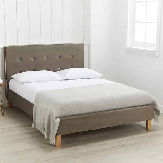 Clapton Velour Fabric King Size Bed In Grey Furniture in Fashion