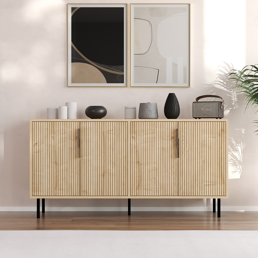 Clara Wooden Sideboard with 4 Doors in Sapphire Oak