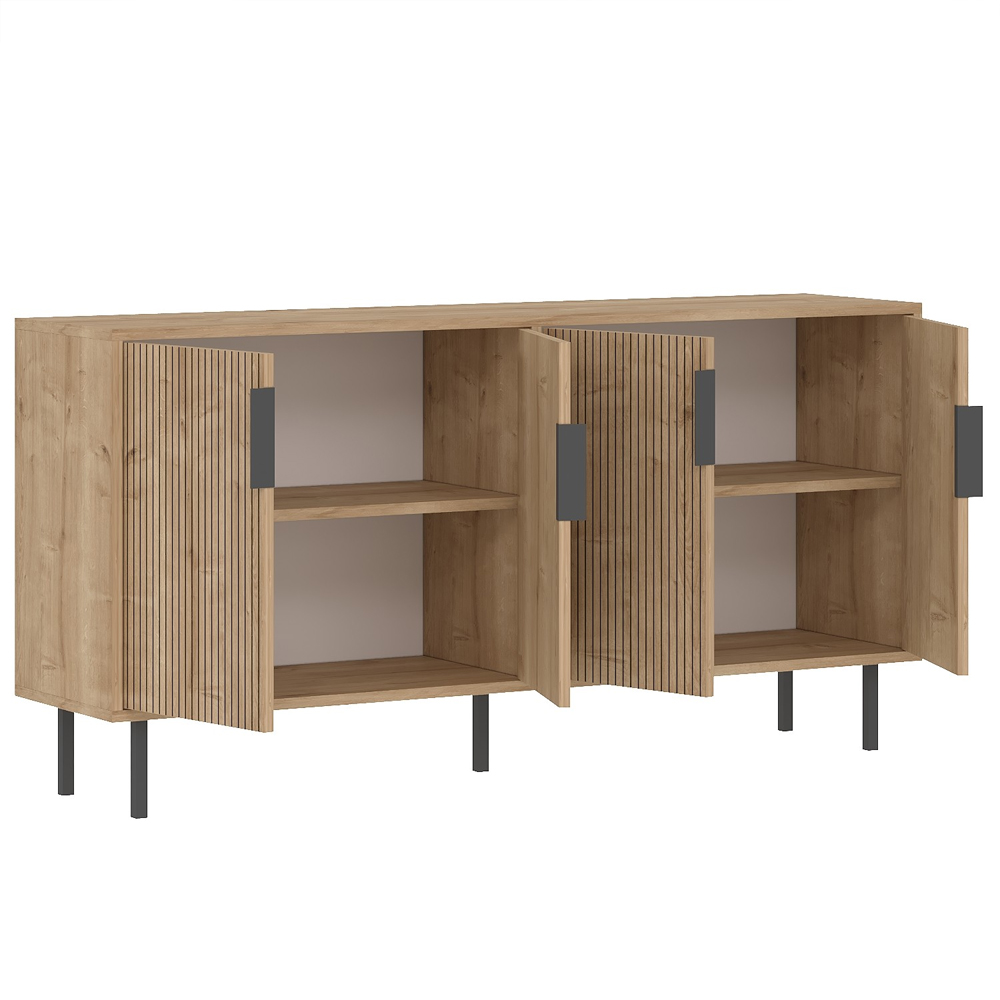 Clara Wooden Sideboard with 4 Doors in Sapphire Oak