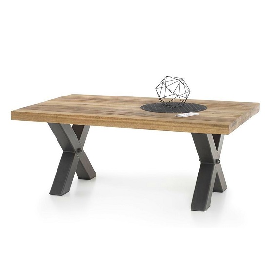 Photo of Clare coffee table rectangular in wild oak with metal frame