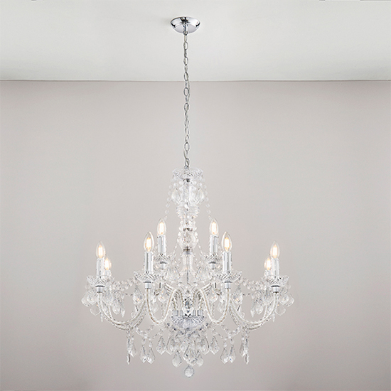 Product photograph of Clarence 12 Lights Ceiling Pendant Light In Polished Chrome from Furniture in Fashion