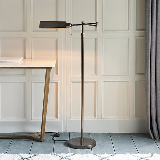 Product photograph of Clarendon Task Floor Lamp In Deep Antique Patina from Furniture in Fashion