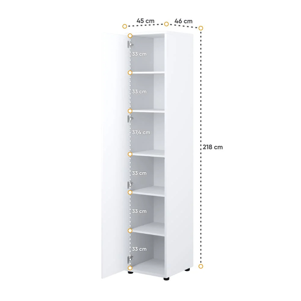 Clarion High Gloss Storage Cabinet With 1 Door In White