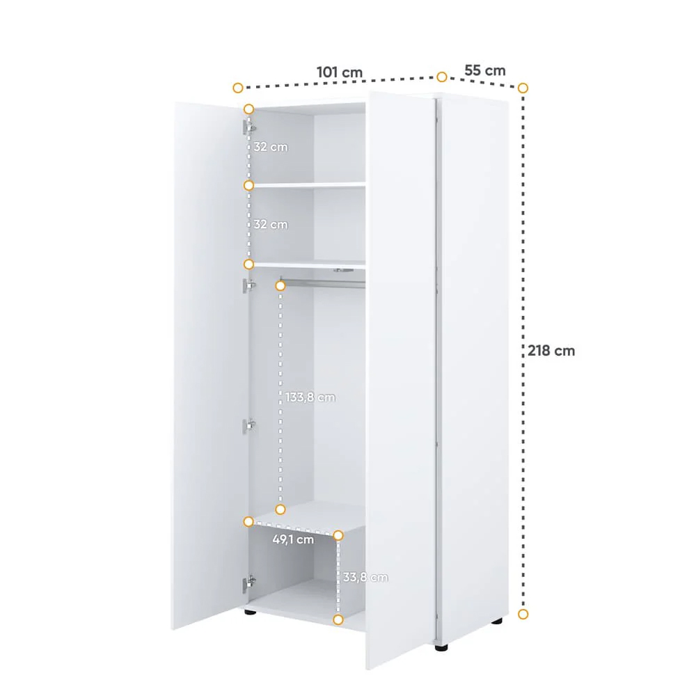 Clarion High Gloss Wardrobe With 2 Doors In White