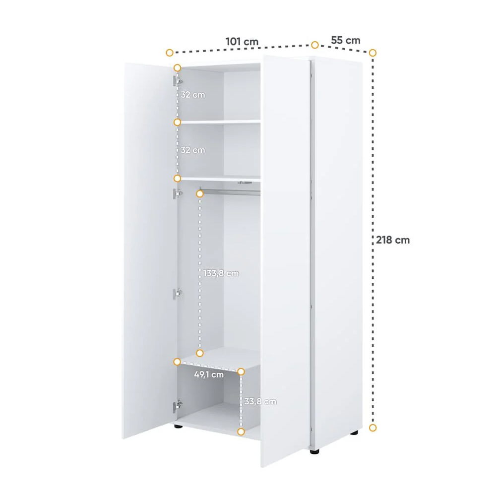 Clarion Wooden Wardrobe With 2 Doors In Matt White
