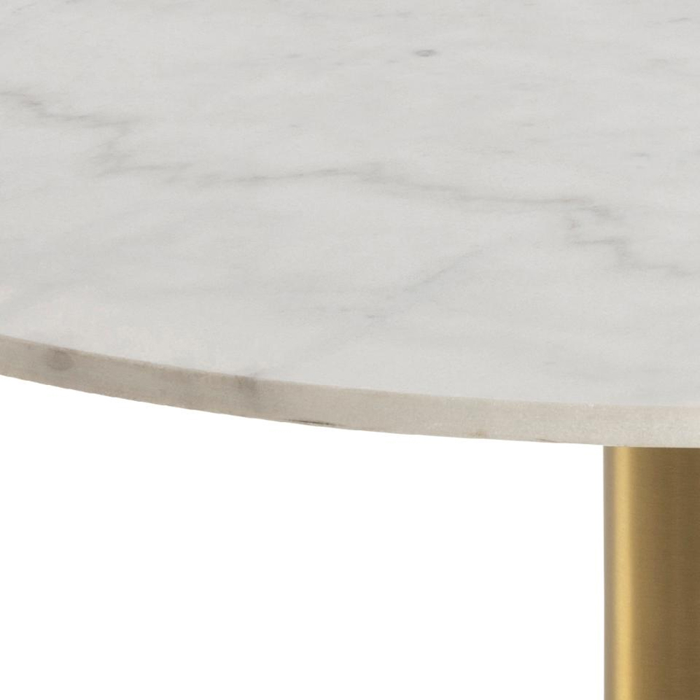 Clarkston Marble Coffee Table With Gold Base In White Guangxi