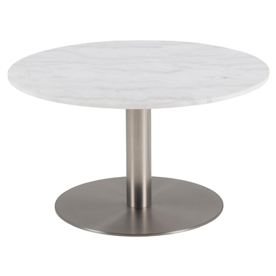 Clarkston Marble Coffee Table In Guangxi White With Chrome Base