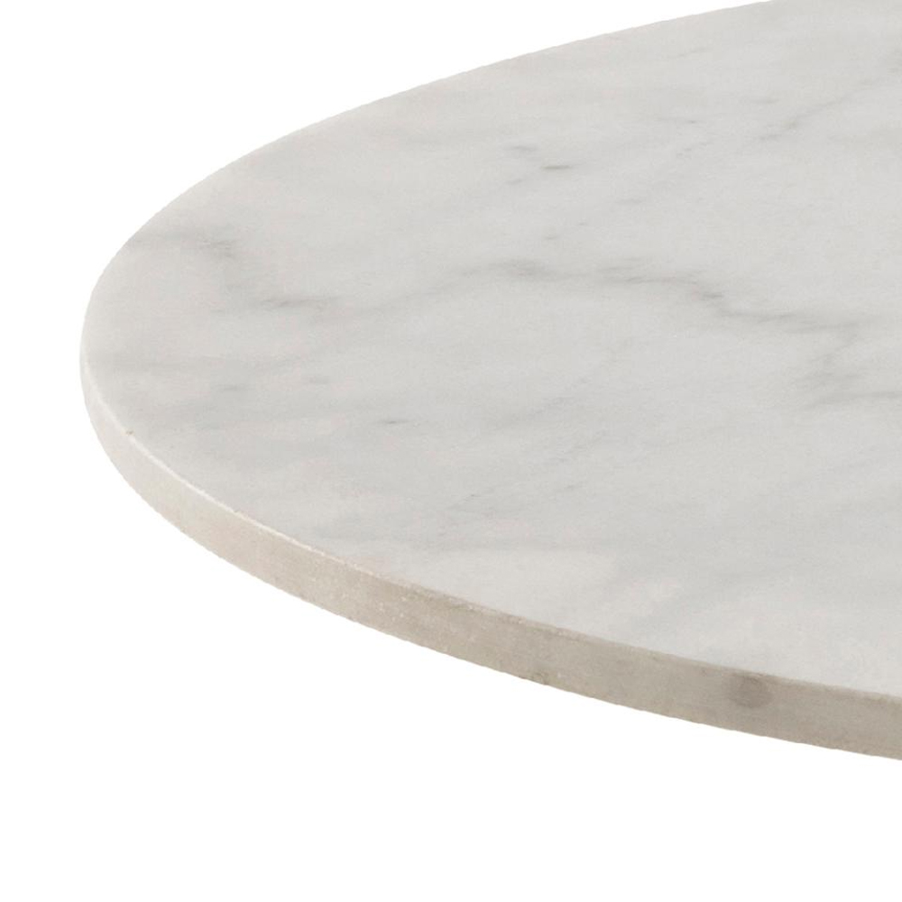 Clarkston Marble Dining Table With Black Base In White Guangxi