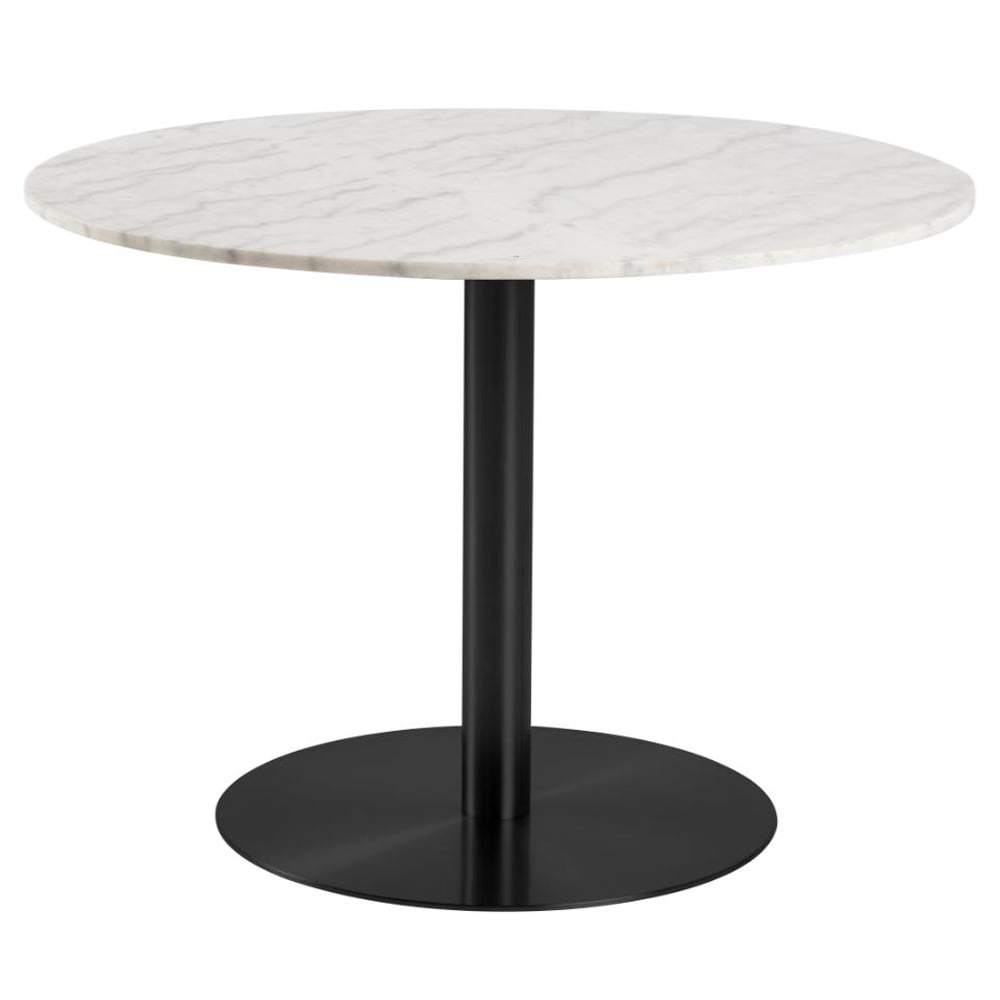 Clarkston Marble Dining Table With Black Base In White Guangxi