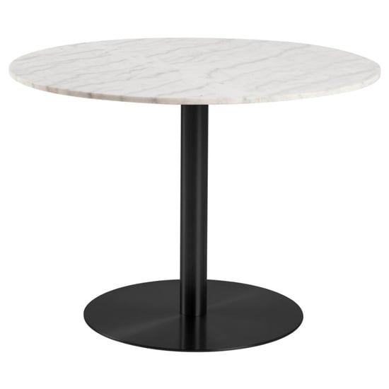 Photo of Clarkston marble dining table with black base in white
