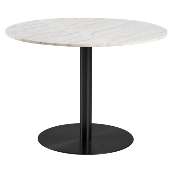 Read more about Clarkston marble dining table in guangxi white with black base