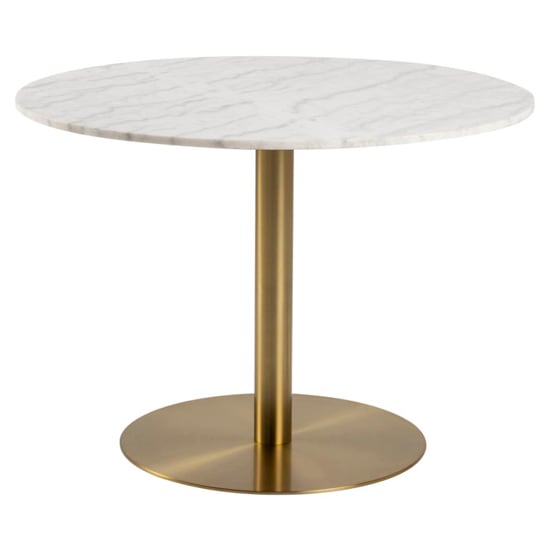 Product photograph of Clarkston Marble Dining Table Large With Brass Base In White from Furniture in Fashion