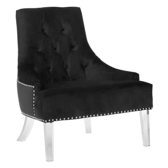 Product photograph of Clarox Button Tufted Fabric Accent Chair In Black from Furniture in Fashion