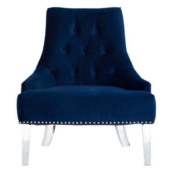 Clarox Button Tufted Fabric Accent Chair In Blue