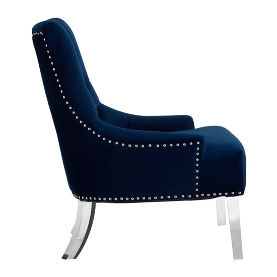 Clarox Button Tufted Fabric Accent Chair In Blue
