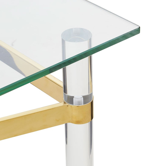 Clarox Rectangular Glass Console Table In Clear And Gold