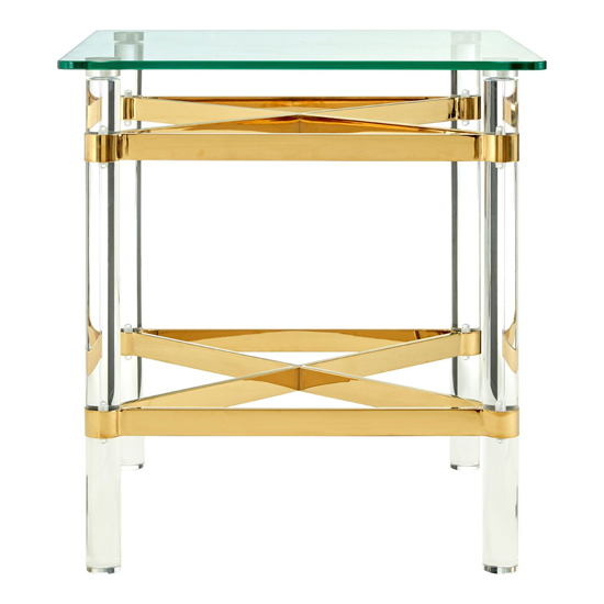 Clarox Square Glass End Table In Clear And Gold_2