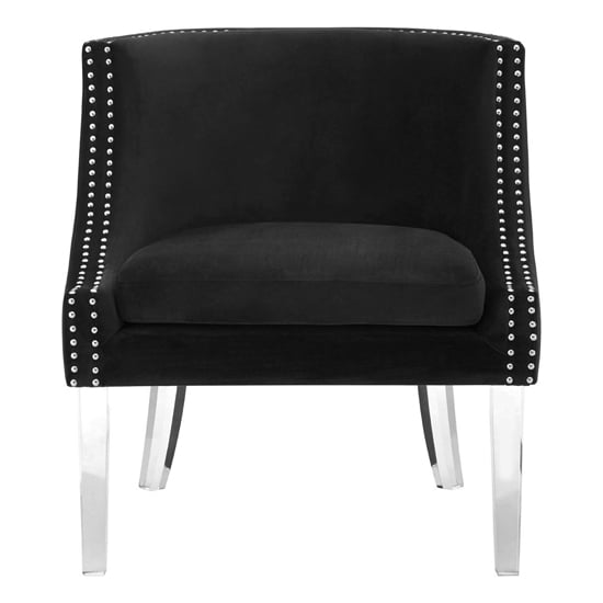 Clarox Upholstered Curved Velvet Armchair In Black