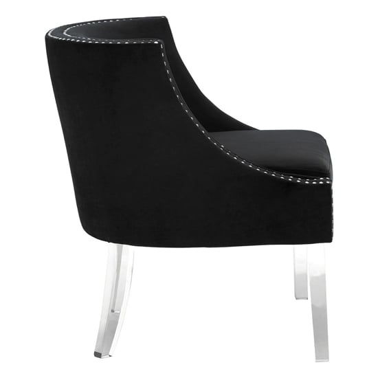 Clarox Upholstered Curved Velvet Armchair In Black