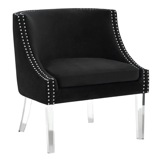 Photo of Clarox upholstered curved velvet armchair in black