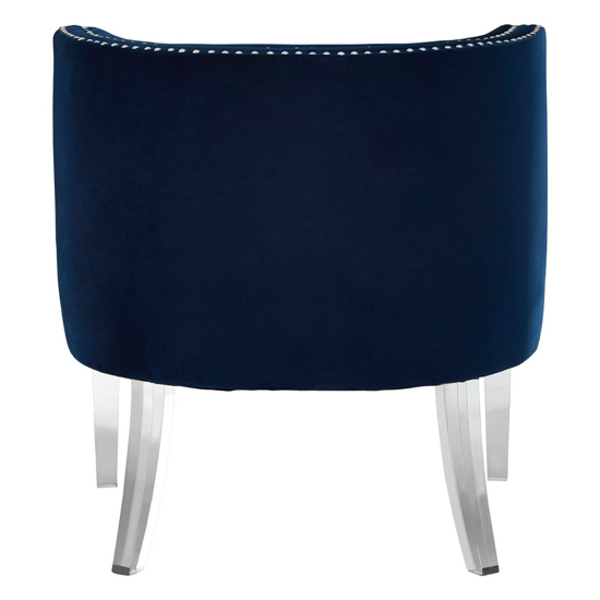 Clarox Upholstered Curved Velvet Armchair In Blue