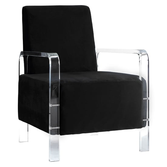 Photo of Clarox upholstered velvet accent chair in black