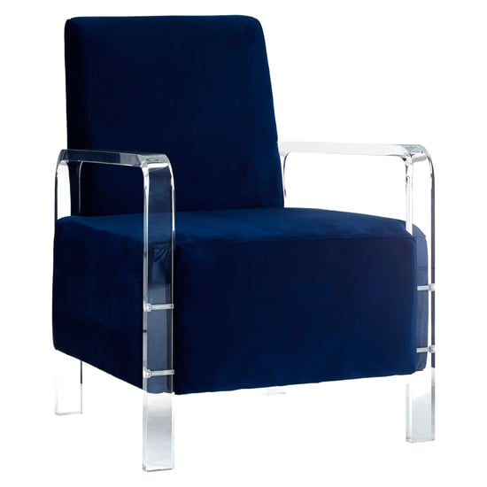Read more about Clarox upholstered velvet accent chair in blue