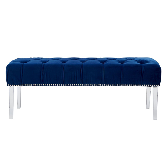 Clarox Upholstered Velvet Dining Bench In Blue
