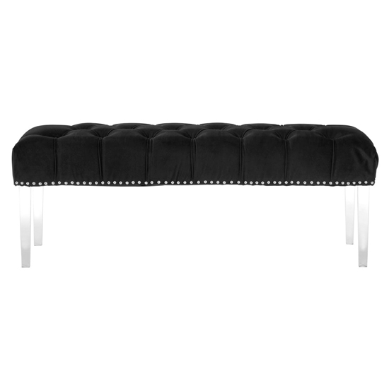 Clarox Velvet Upholstered Dining Bench In Black_2