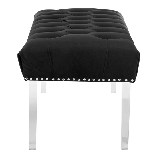 Clarox Velvet Upholstered Dining Bench In Black_3