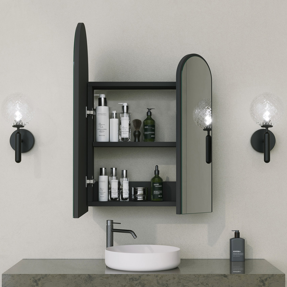 Classe Wooden Bathroom Mirror Cabinet in Black