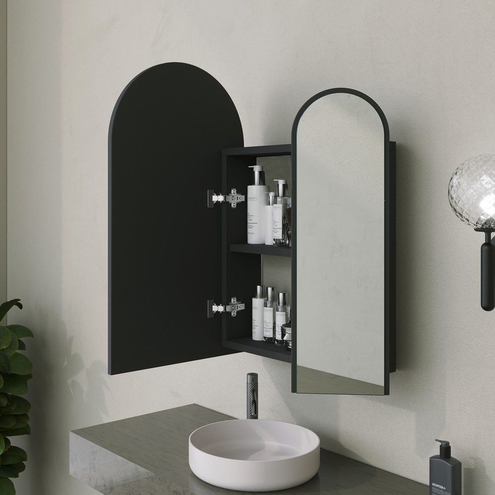 Classe Wooden Bathroom Mirror Cabinet in Black