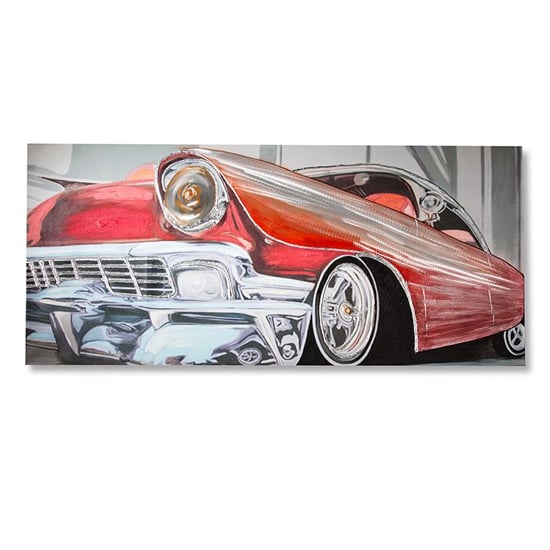 Classic Car 3D Picture Canvas Wall Art In Red And Silver