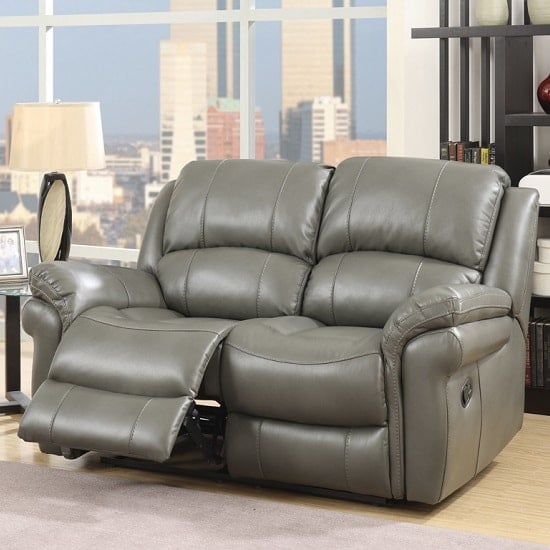 Read more about Claton recliner 2 seater sofa in grey faux leather