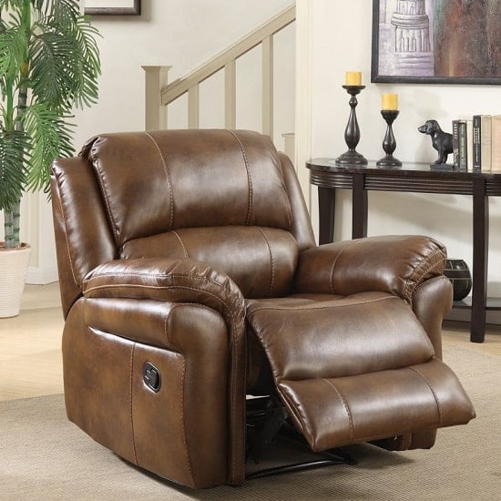 Claton Recliner Sofa Chair In Tan Faux Leather Fif Claton Recliner Sofa Chair In Tan Faux, Leather Recliner Sofa Chair