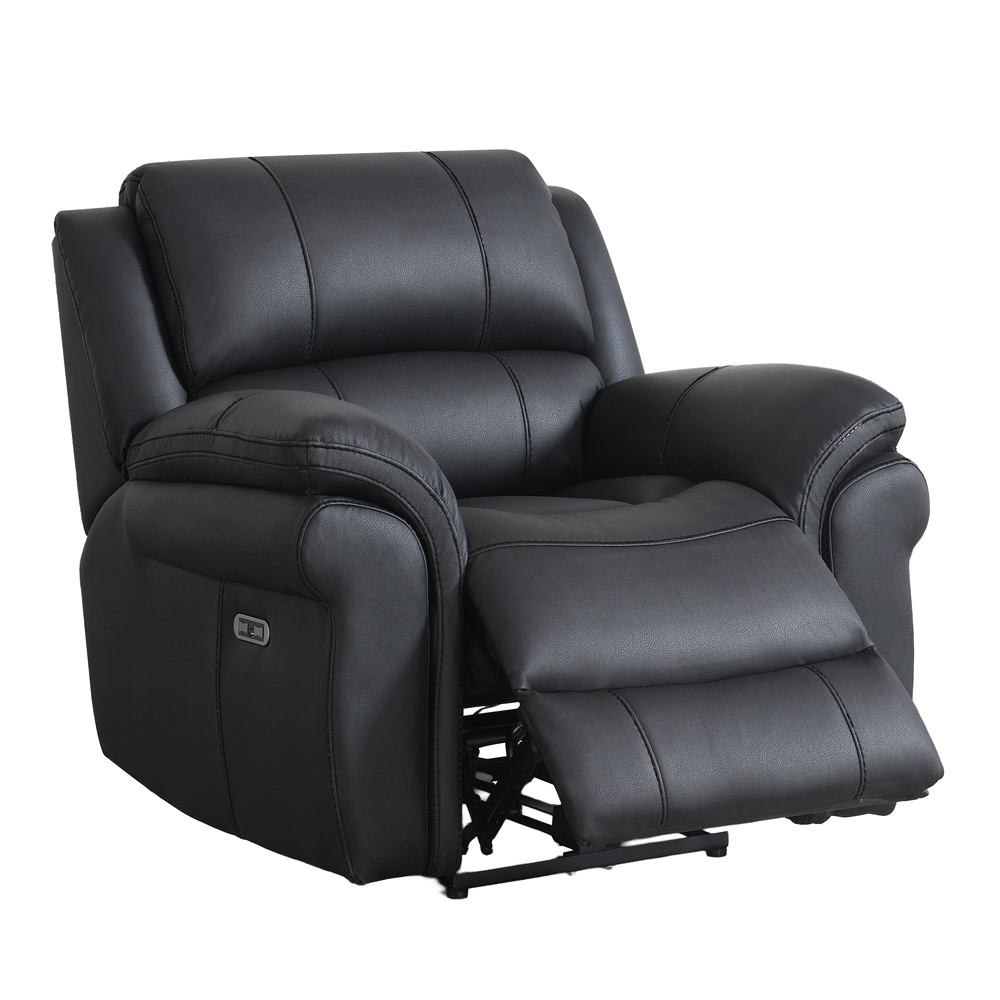 Claton Fabric Electric Recliner Sofa Suite in Black
