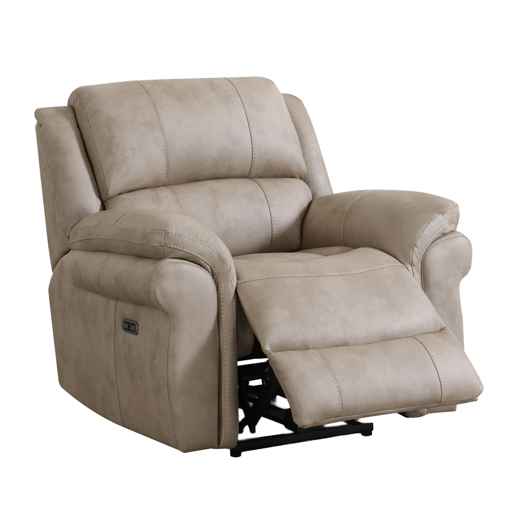 Claton Fabric Electric Recliner 1 Seater Sofa in Stone