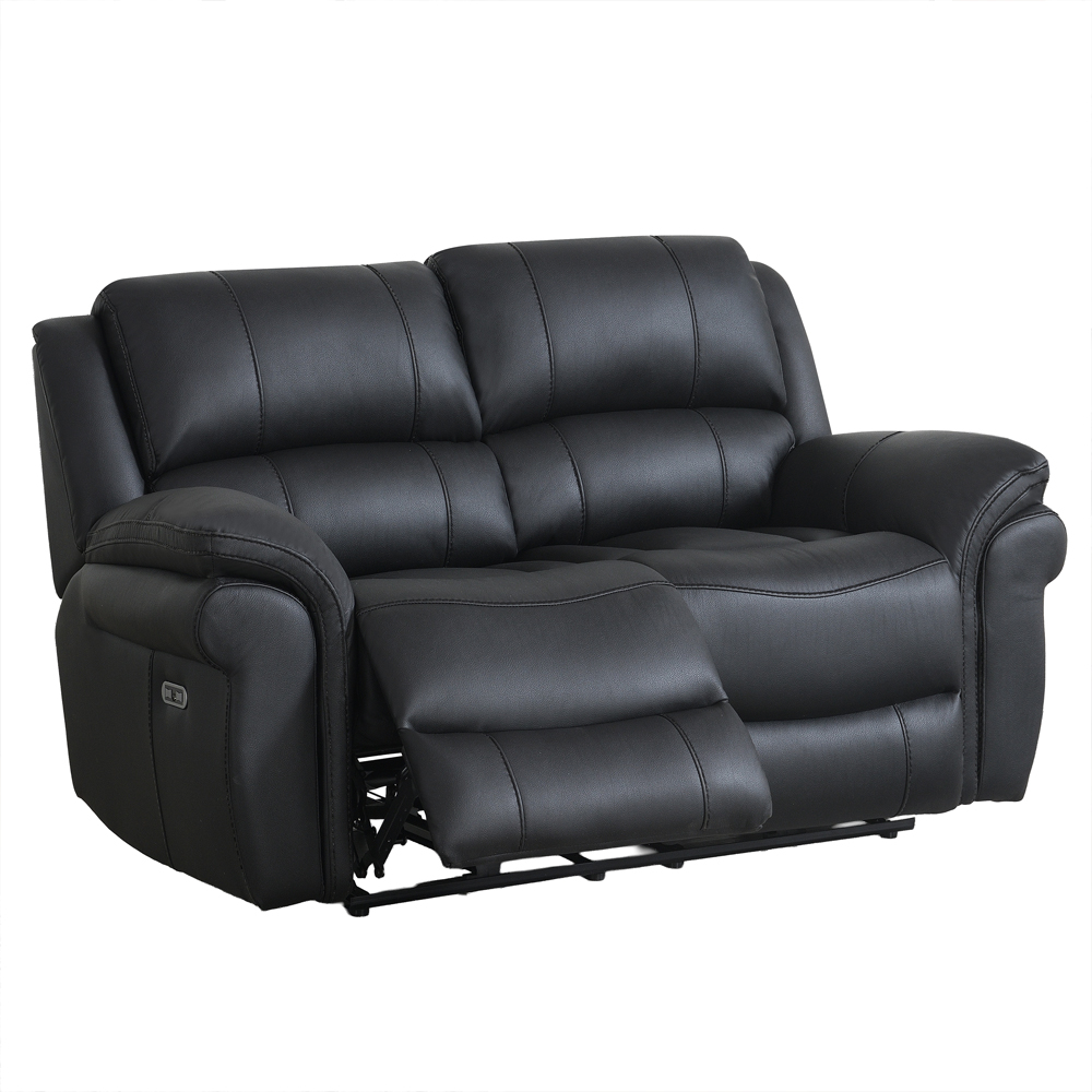 Claton Fabric Electric Recliner Sofa Suite in Black