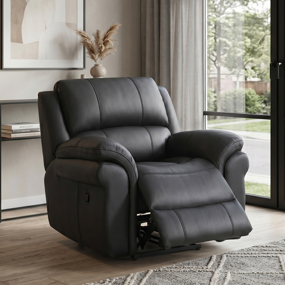 Claton Fabric Electric Recliner 3+1+1 Seater Sofa Set in Black