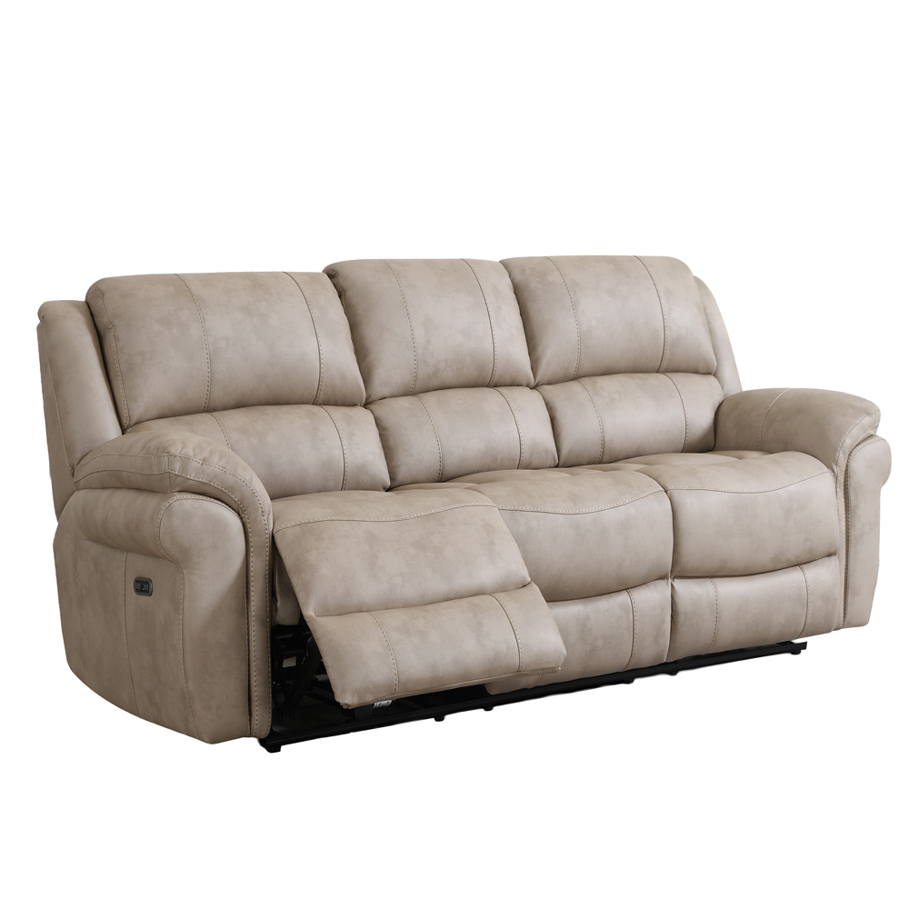 Claton Fabric Electric Recliner 3+2 Seater Sofa Set in Stone