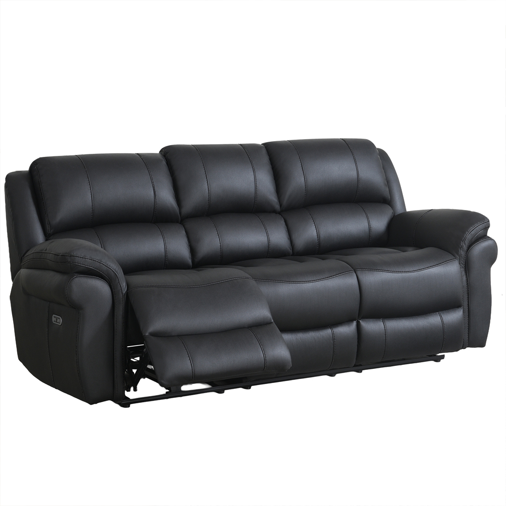 Claton Fabric Electric Recliner Sofa Suite in Black