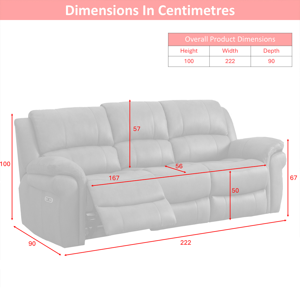 Claton Fabric Electric Recliner Sofa Suite in Black