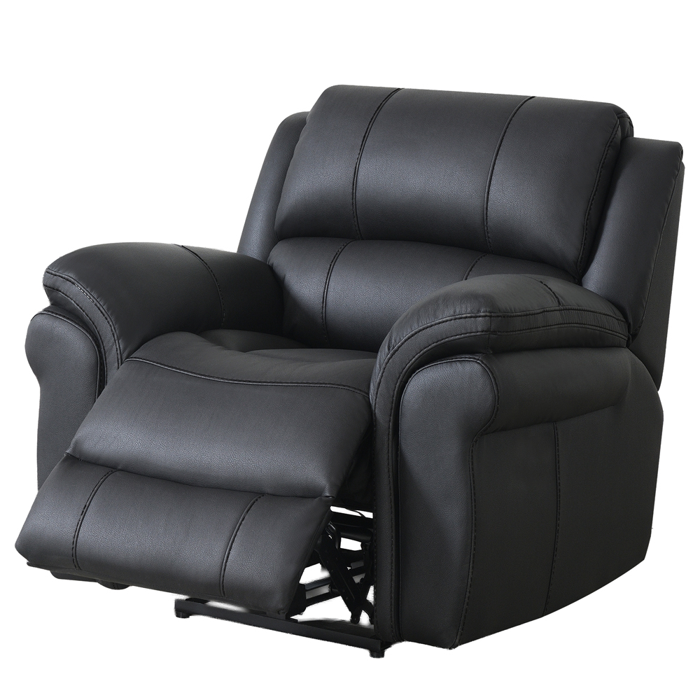 Claton Fabric Manual Recliner Sofa Suite in Black