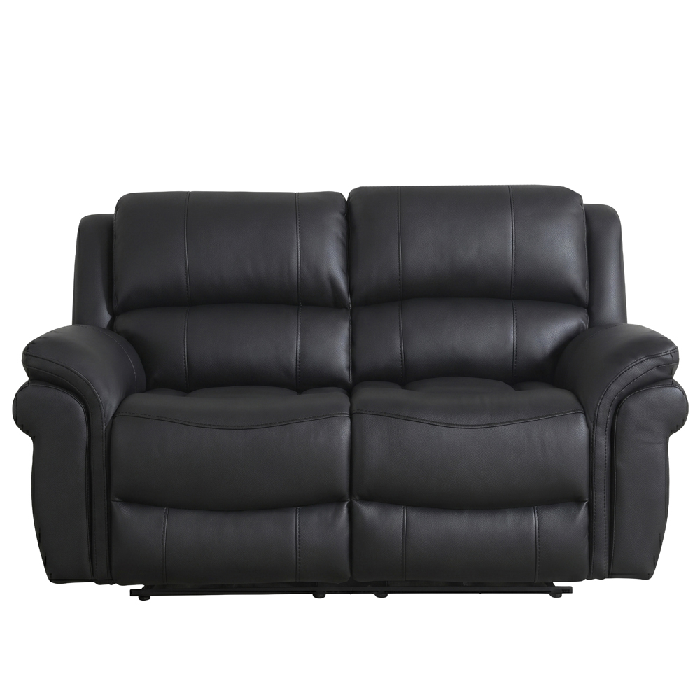 Claton Fabric Manual Recliner Sofa Suite in Black