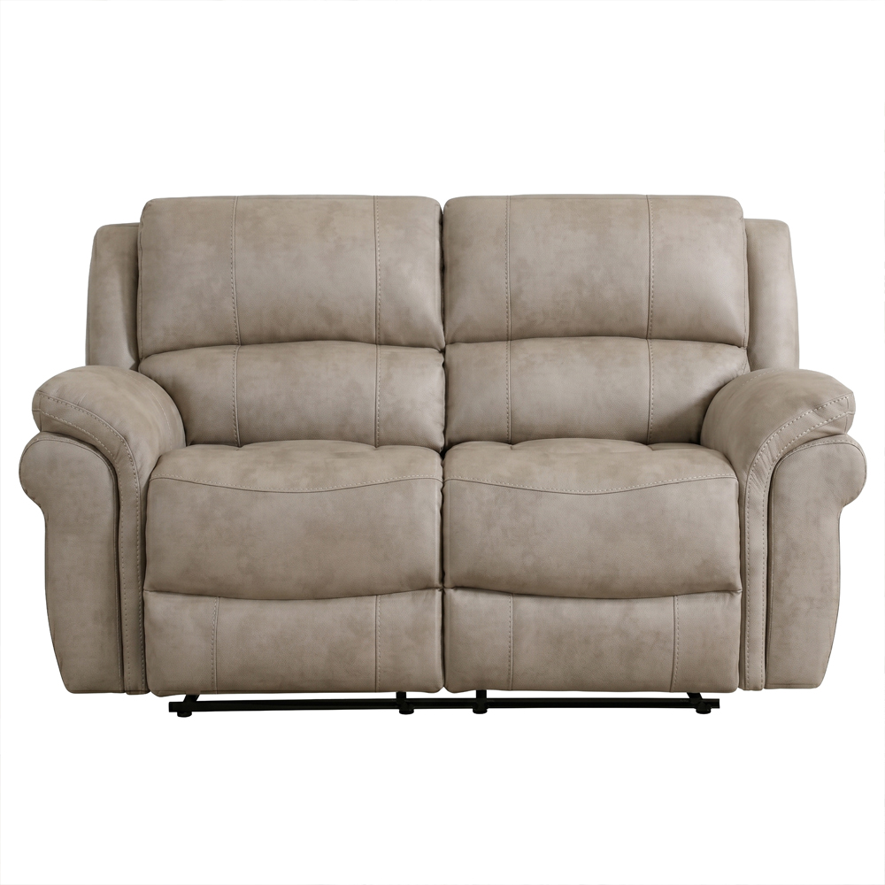 Claton Fabric Manual Recliner 2 Seater Sofa in Stone