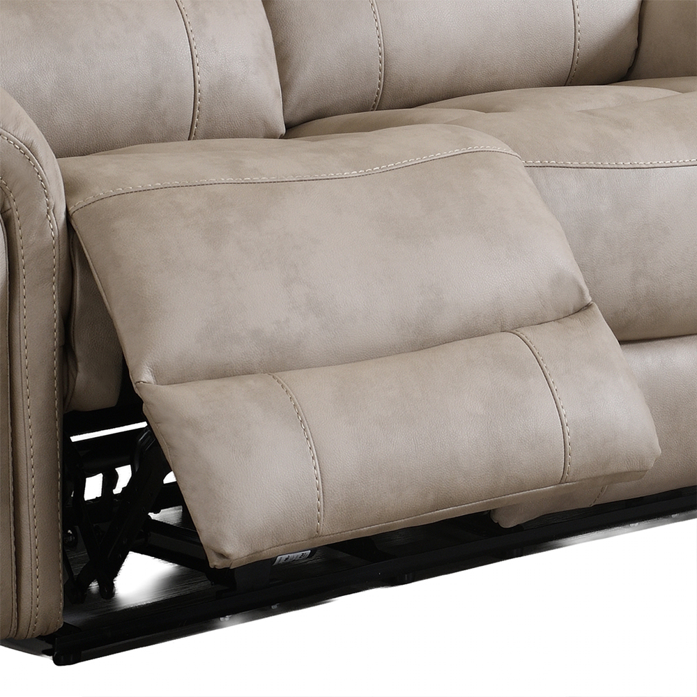 Claton Fabric Manual Recliner 2 Seater Sofa in Stone