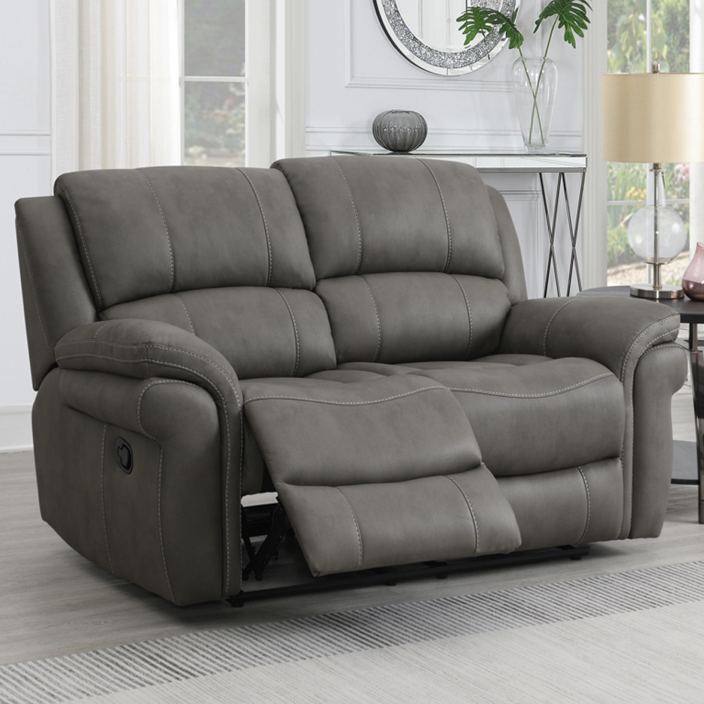 Claton Fabric Manual Recliner 3+2 Seater Sofa Set - Ultra Grey Suede